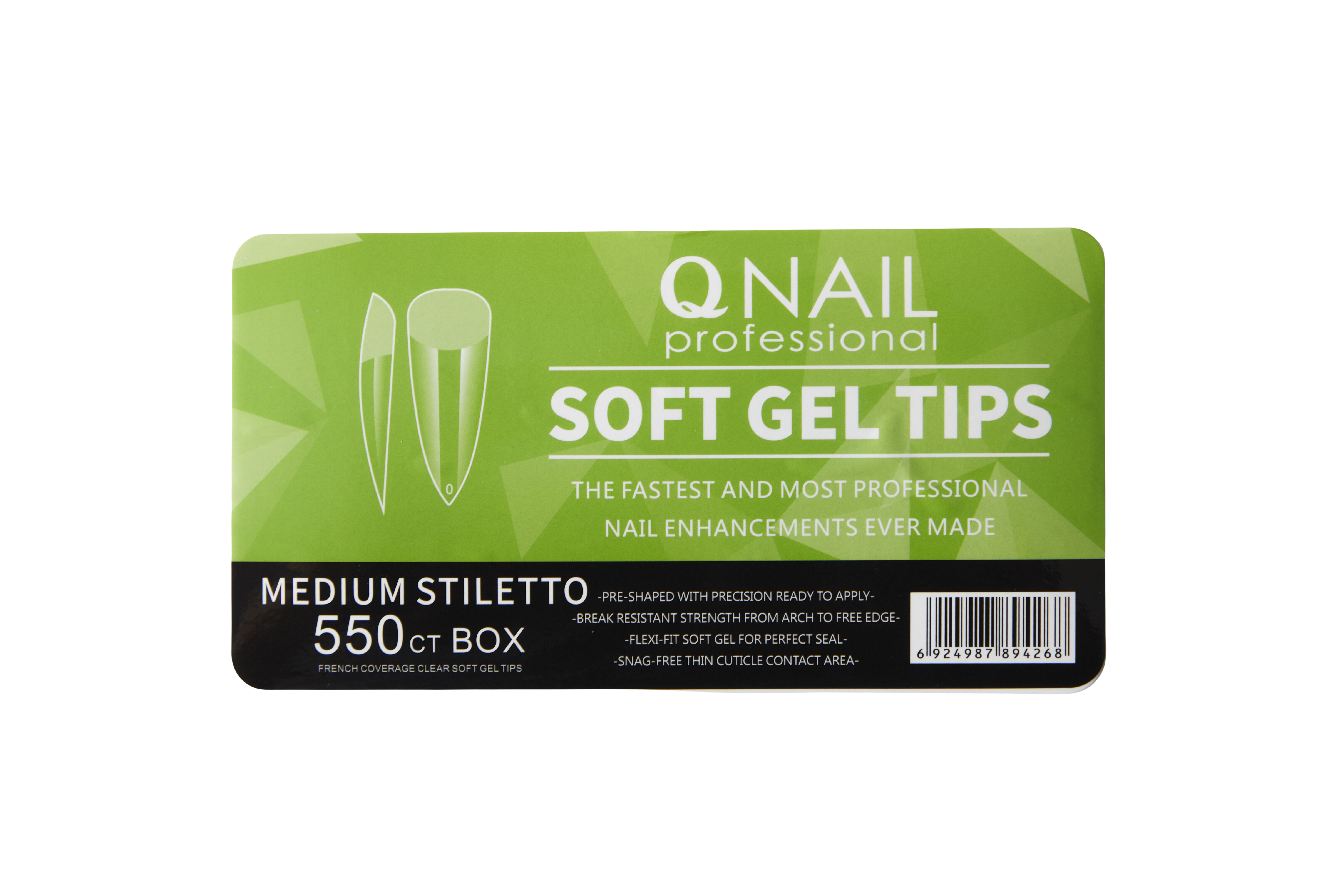 Qnail Professional Soft Gel Tips Medium Stiletto 550'li