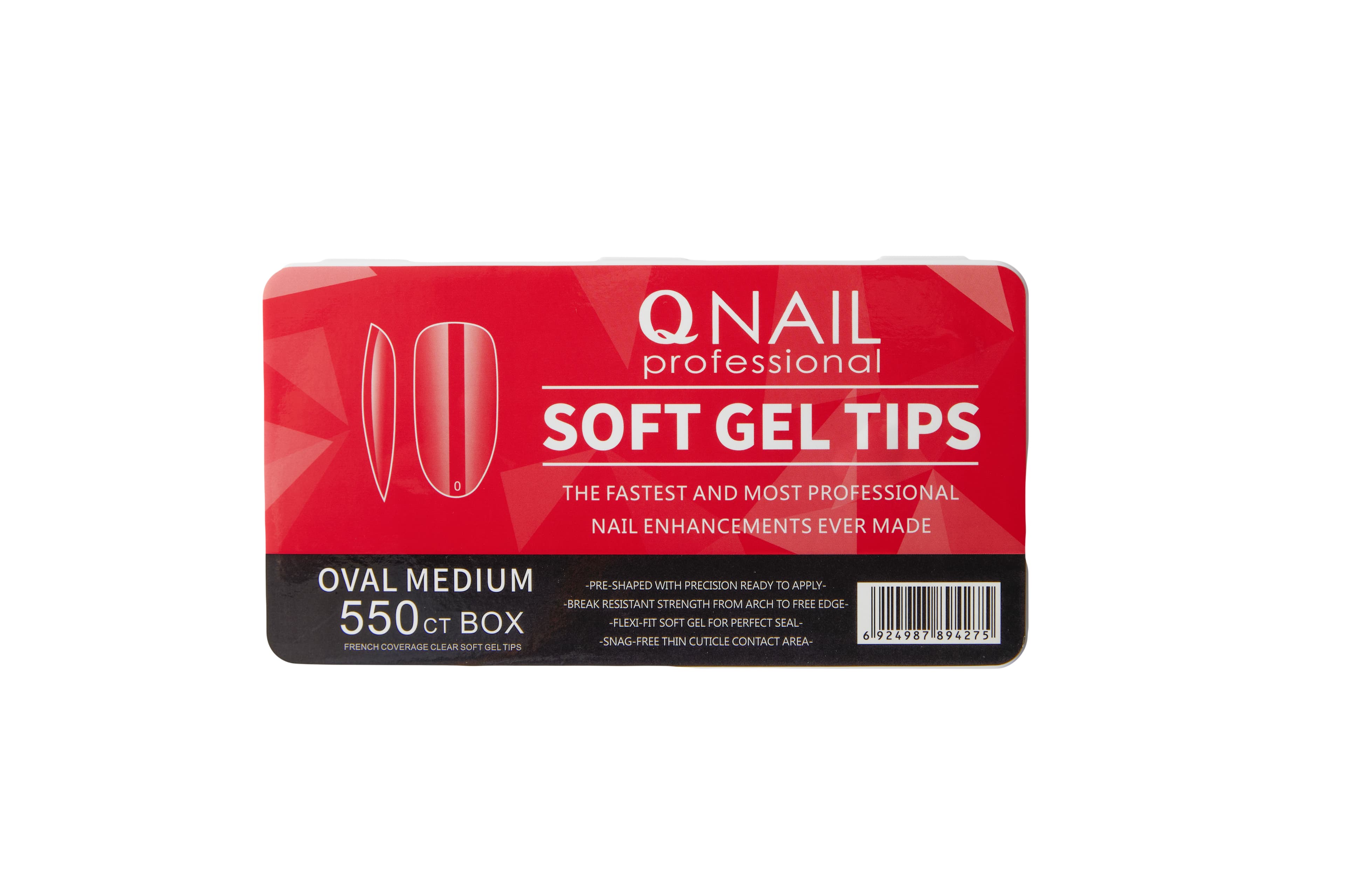 QNAIL Professional Soft Gel Tips – Oval Medium 550'li Protez Jel Tip Kutusu